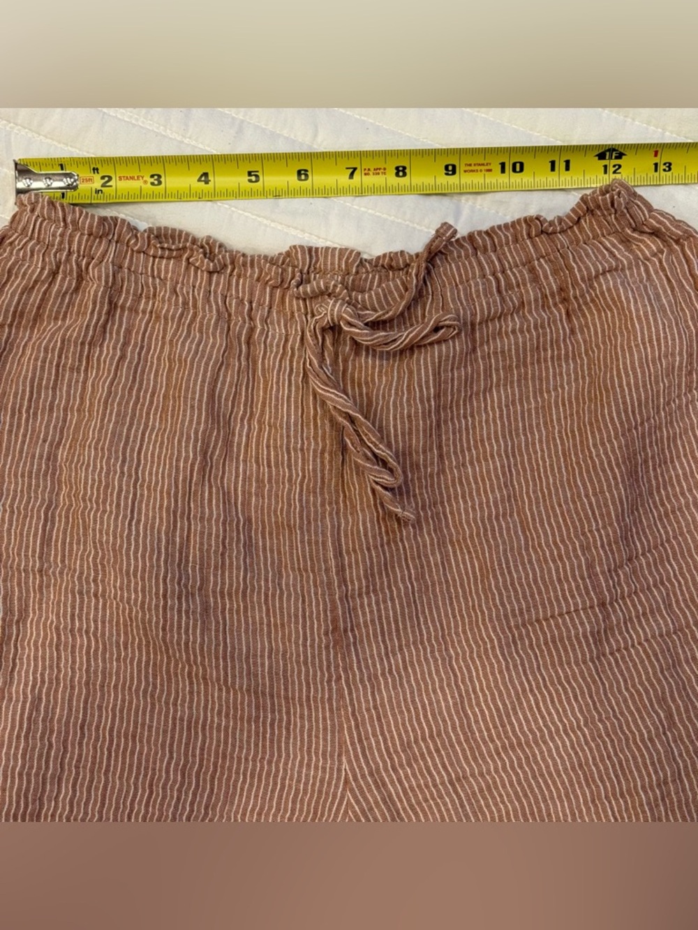 Kona Sol Cover Up Shirt & Short Set Gauze Brown White Striped Women's Small - Picture 8 of 13